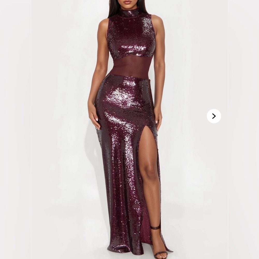 Burgundy Sequin Maxi Dress💜